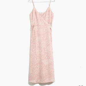 NWT🌸 Madewell (Re)sourced Crepe Cami Wrap Midi Dress in Pindot Blooms, Lined, XL